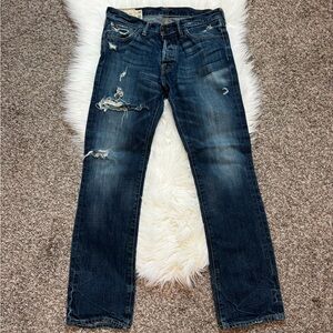 Y2K Abercrombie & Fitch Men's Distressed Blue Jeans